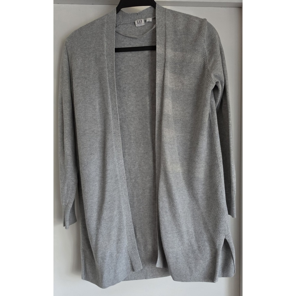 Gap Cardigan Women S Gray 100% Cotton Long Sleeve Knit Sweater Wrap Top